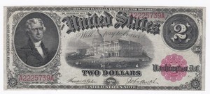 Series of 1917 $2.00 US Legal Tender, FR57, Extra Fine Condition