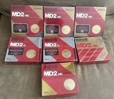 Lot Of 7 Maxwell Mini Floppy Disk MD2-HD & MD2- D - 70 Disks + Bonus