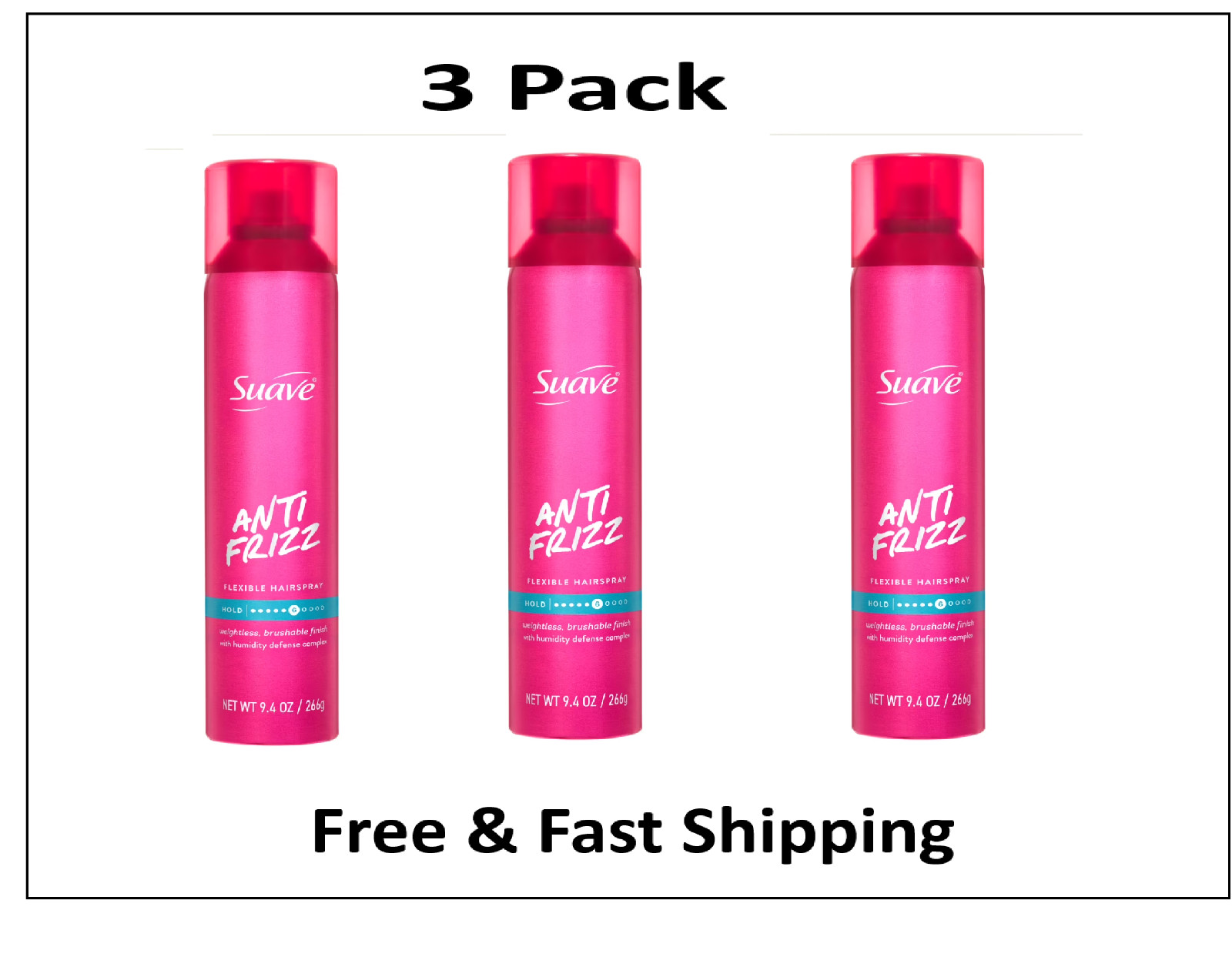 Suave Flexible Hold Hair Spray, All Day Control, 9.4 oz Pack of 3