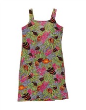 VINTAGE Womens Slip Dress UK 12 Medium Multicoloured Animal Print DB89