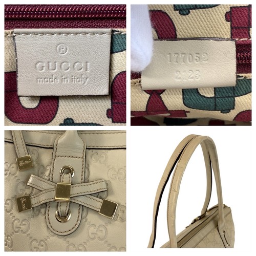 Gucci Guccissima Princy 177052 borsa tote borsa a tracolla beige oro ferramenta pelle - Foto 4 di 10