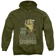 Ed Edd N Eddy Brain Dead Ed Mens Hoodie Military Green Officially Licensed