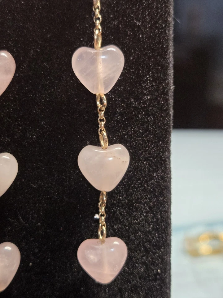 Pendientes Perforados BaubleBar Firmados Cuarzo Rosa Corazón Excelente Estado Foto 2 de 4