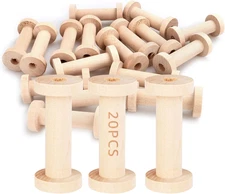 20 PCS Wooden Spools for Crafts, 1.2 X 2.7 Inch Empty Thread Spools for Crafts, 