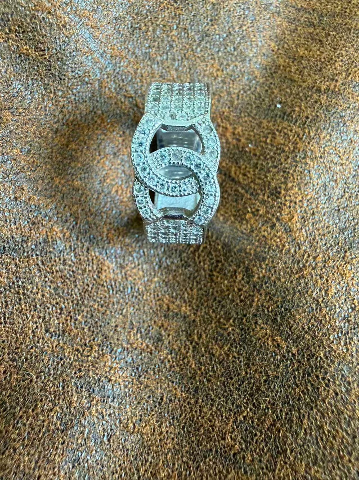 925 Sterling Silver Interlocking C Ring Pavé CZ B… - image 1