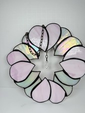 Vintage Stained Glass Overlapping Hearts Wall Hanging Suncatcher