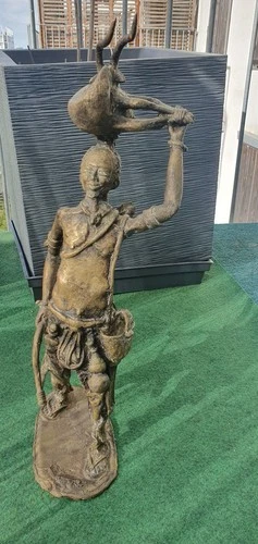 Large Bronze Sculpture Hunter Signed Ousmane Dermé 49cm