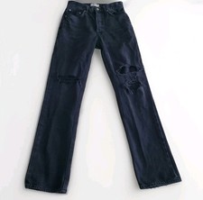 Agolde Women  s Size 25 Lana Mid Rise Vintage Straight Distressed Jeans Charcoal