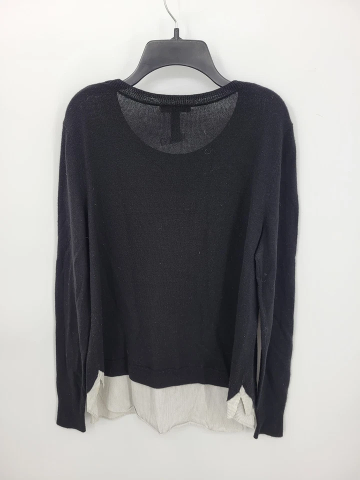 Suéter Aqua Para Mujer Mediano Negro Cola de Camisa Dobladillo Mezcla de Lana Pullover Academia Foto 2 de 4