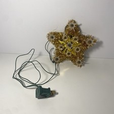 Vintage 11 light star Christmas tree topper gold tinsel does not turn on!!!