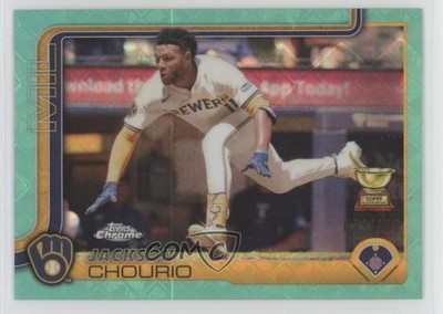 2025 Topps Chrome Logofractor Edition Aqua Refractor 71/199 Jackson Chourio 18ye