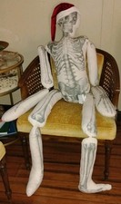 John Derian x Target 63" Skeleton Plush Pillow Halloween with Christmas Hat NEW