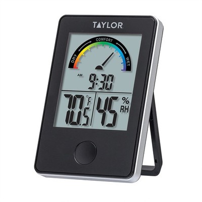 Digital Indoor Humidity Meter Thermometer With Clock And Comfort Indicator