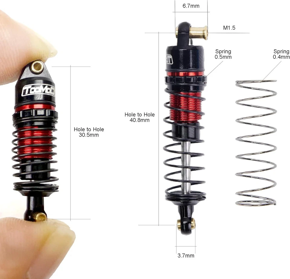 40mm Alu Big Bore RC Oil Shock Absorber for 1/24 Axial SCX24 FCX24 Replace Part - Image 2 of 4