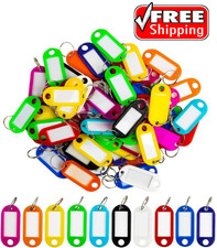 50 Pack Plastic Key Tags, Flexible Key Labels with Split Ring Label Window, Key
