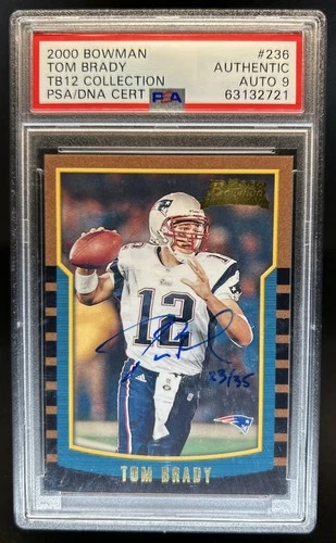 2000 Bowman TB12 Collection Tom Brady Rookie Auto #23 /35 PSA Authentic Auto 9