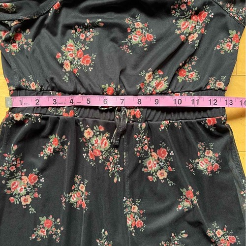 Three Pink Hearts Romper, Jumper, Sz Large, floral, sheer, wide leg, dressy - Picture 9 of 13