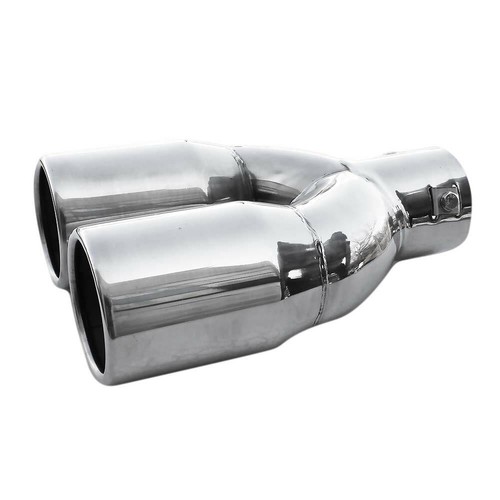 Silenziatore coda tubo scarico doppio cromato per Ford Fiesta Galaxy B C Max - Foto 3 di 6
