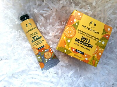 The Body Shop Shea & Goldenberry  Hand Balm & Badebombe Set NEU    