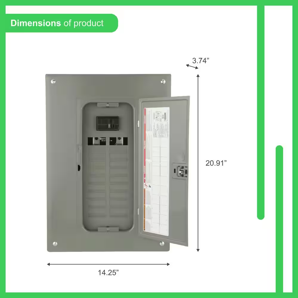 Square D 100 Amp 40 Circuit 20 Space Indoor Main Breaker Box Panel Load ...