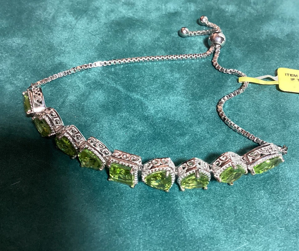 Peridot Sterling Silver Adjustable Slide Bracelet (10.40 CT’s.) - Image 2 of 4