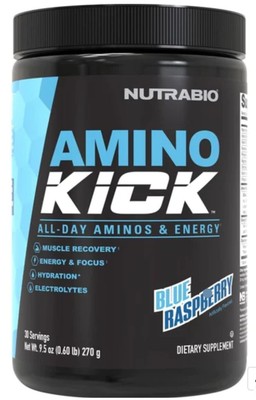 Nutrabio AMINO KICK Energy Hydration Formula 30 Servings Blue Raspberry / BCAA 