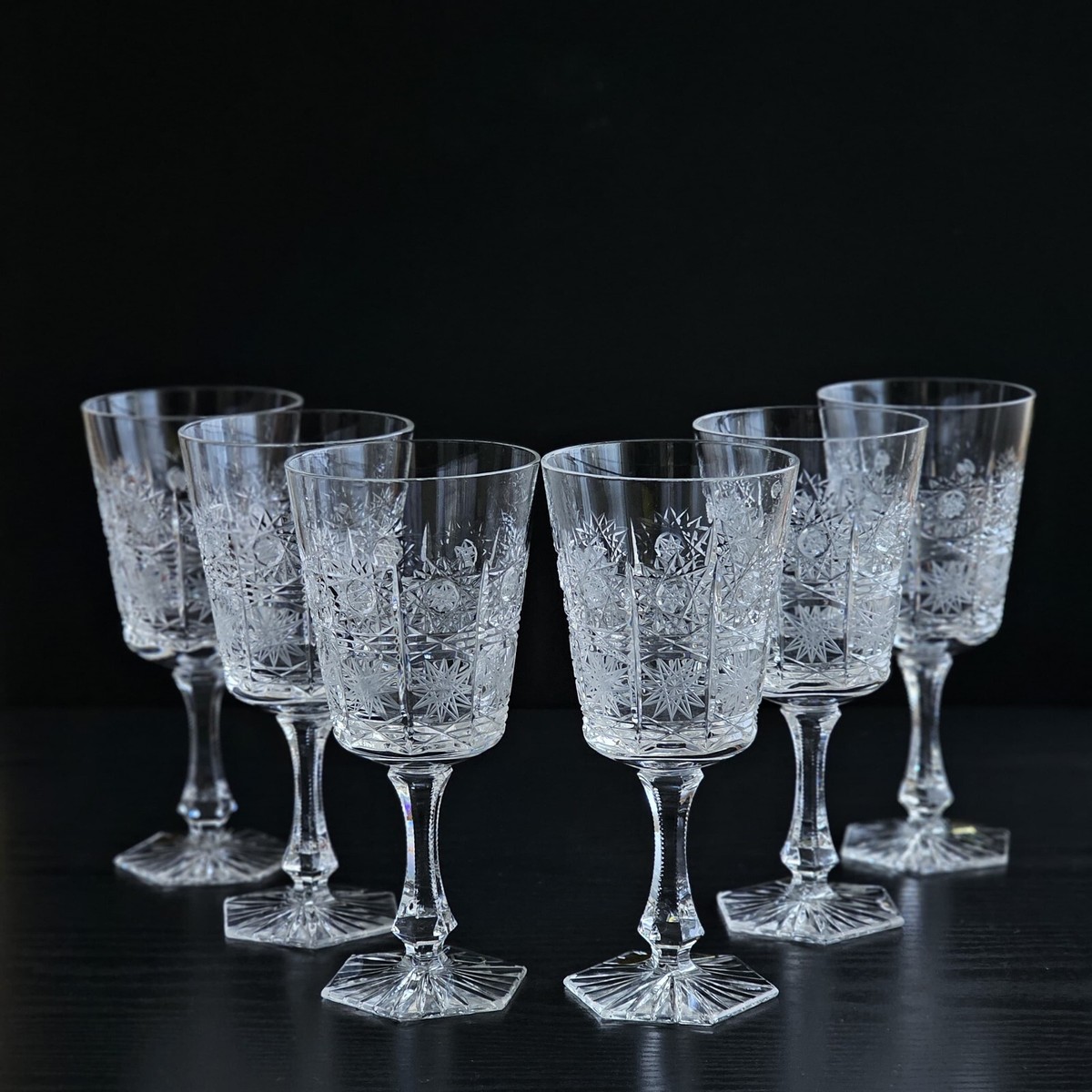 Bohemian Czech 7.25 oz Crystal Wine Glass 220 ml Hand Cut Queen