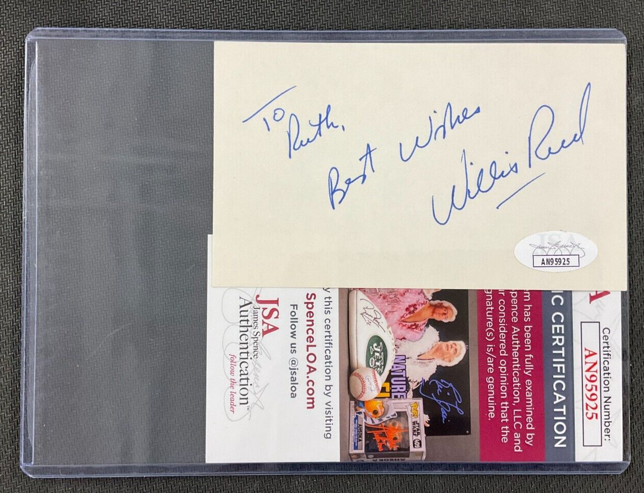 Willis Reed Autographed Signed New York Knicks 3x5 Card JSA Certified AUTO HOF NBA (d.2023)! 
