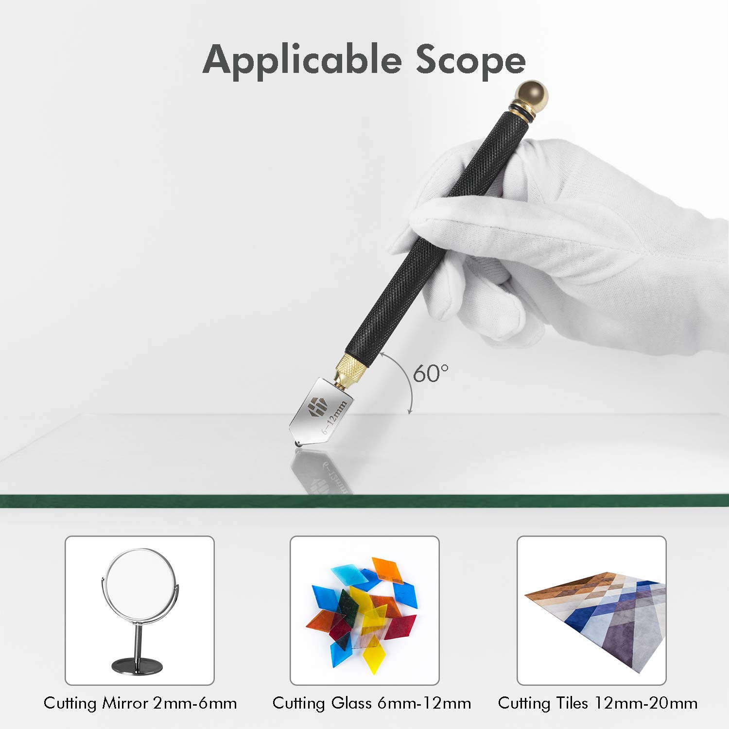 Glass Cutter 2Mm-20Mm, Glass Cutter Tool with Glass Cutting Oil, Glass Cutting T