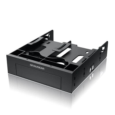 GRAUGEAR Einbaurahmen 2x 2,5 Zoll SSD/HDD & 1x 3,5 Zoll Laufwerk in 5,25 Zoll PC Schacht