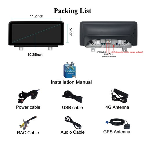 10.25" Android 13 Screen CarPlay Autoradio For BMW 1 2 Series F20 F22 F23 256G - Picture 8 of 9