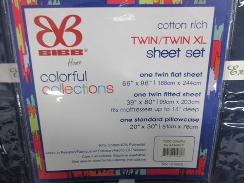 Twin XL Sheet Set BIBB 200 Thread Count AQUA BRAND NEW EXTRA DEEP FITTED - Picture 2 of 2