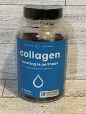 Nutra Champs Collagen Boosting Supplement - 60 Plant-Based Gummies - Peach 12/25
