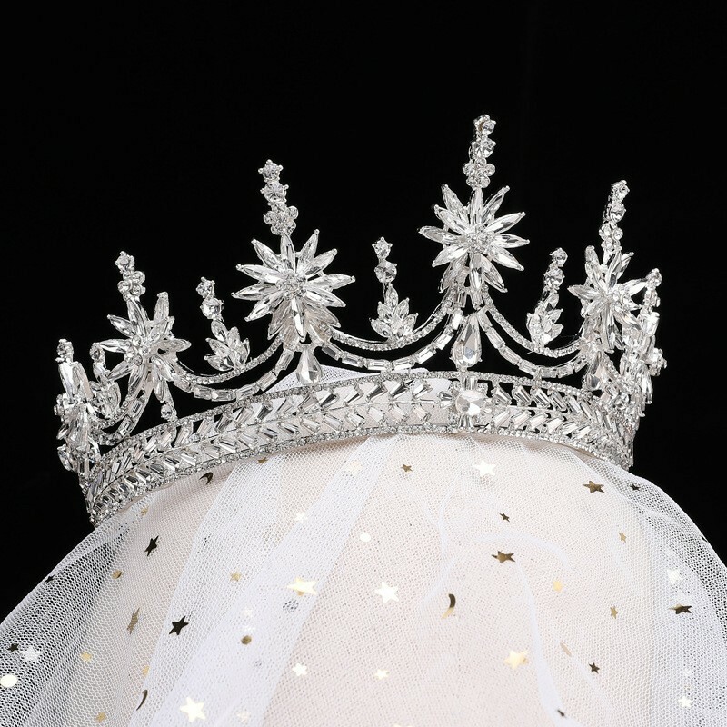 Silver CZ Crystal Bridal Wedding Tiara Crown Swarovski  display picture 2