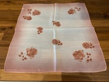 Vintage 100 Silk Square Scarf 20.5" x 21" Floral Rose Design Mauve Pink Cream