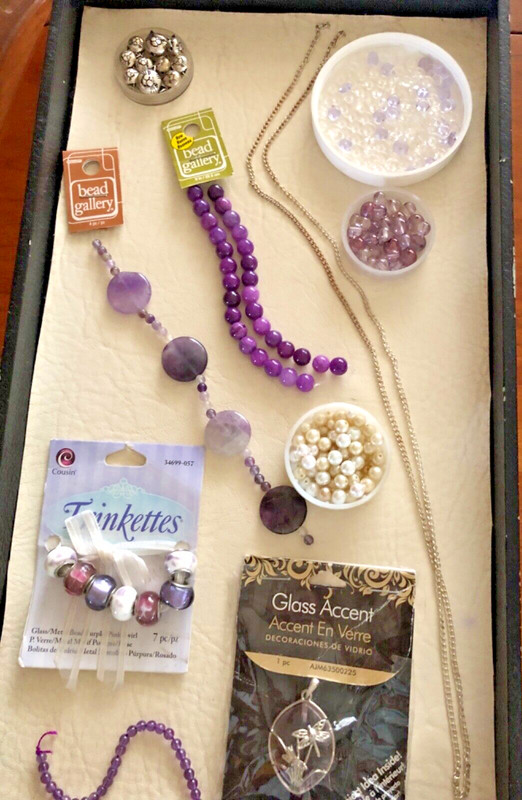 Lot Of Jewelry Making Supplies in Purples & Silvers