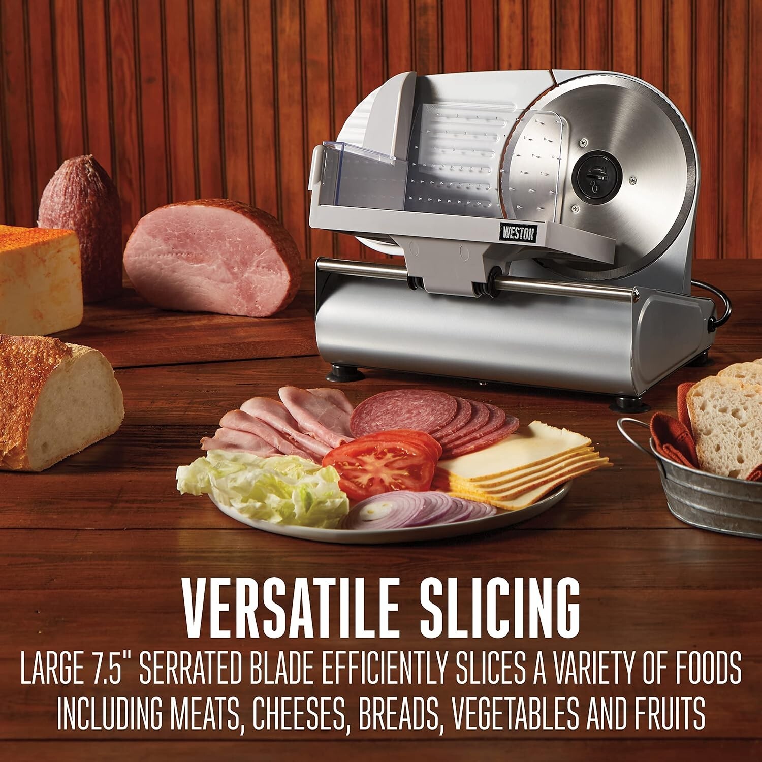 Effortless Food Slicing Machine - 7.5" Blade for Precision Thickness Control
