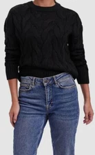 $55 Vero Moda Women's Black Long-Sleeve Nova Knit Sweater Top Size M