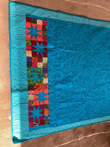 Handmade Star Quilt 47"x63.5" blue green purple Cotton New! Machine stitched - Picture 5 of 5