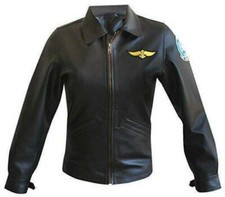 Kelly Mcgillis Top Gun Women Charlie Black Pilot Aviator Real Leather New Jacket