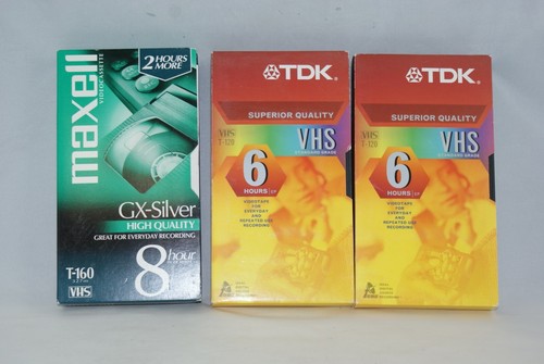 TDK T-120 6 Std Sony & Maxell T-160 8 Std Top Qualität Leere VHS Kassetten 3er Pack - Bild 1 von 3