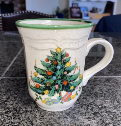 Mikasa Festive Season Mug EB 451 Japan Christmas Tree Holly Holiday Cup