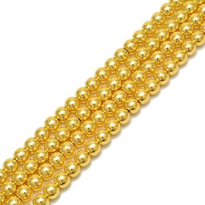 Titanium Gold Hematite Smooth Round Beads 2mm 3mm 4mm 6mm 8mm 10mm 15.5'' Strand