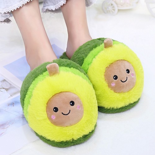 Plush Slippers for Women Winter Avocado Fuzzy House Shoes for Girls Home Bedroom - Picture 2 of 8