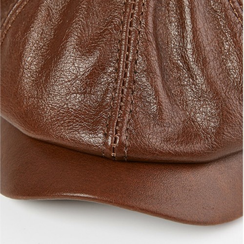 Men Women PU Leather Newsboy Cap Baker Boy Hat Gatsby Beret Flat Cap Black Retro - Picture 10 of 12