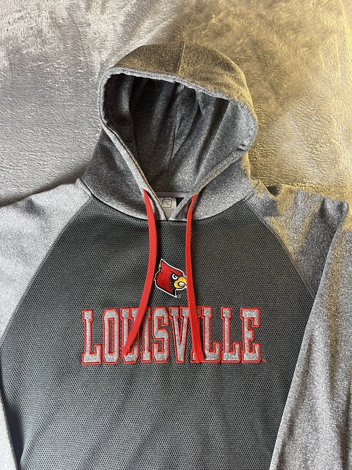 VETEMENTS Felpa con cappuccio uomo Louisville Cardinals ProEdge By Knights Apparel grigio rosso XL USATA IN OTTIME CONDIZIONI