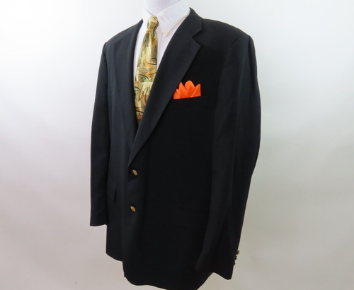 Bobby Jones Golf Mens Pure Wool Black Gold Buttons Blazer Jacket Sport Coat 46 L - Picture 3 of 13