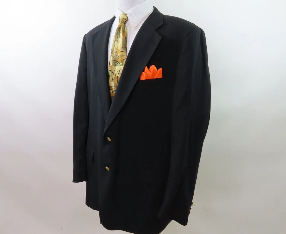 Blazer Chaqueta Abrigo Deportivo Bobby Jones Golf Para Hombres Lana Pura Negro Dorado Botones 46 L Foto 3 de 4