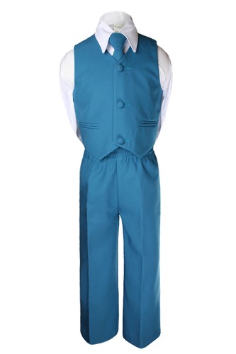 Khaki Black Teal Gray Taupe White Baby Boy Toddler Wedding Formal Party Vest Set - Picture 5 of 11