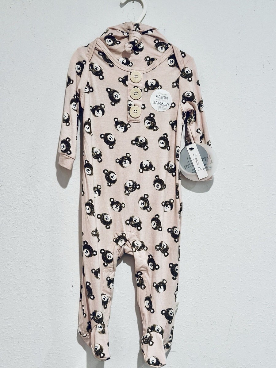 Milkberry 2PC Set 6-9 100% Bamboo Sleeper Hat Set Pink With